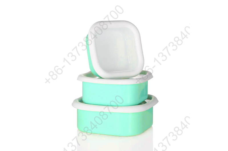 0.36L/0.65L/0.93L Enamel Storage Bowl Enamel Food Container Box with Lid Square Shape