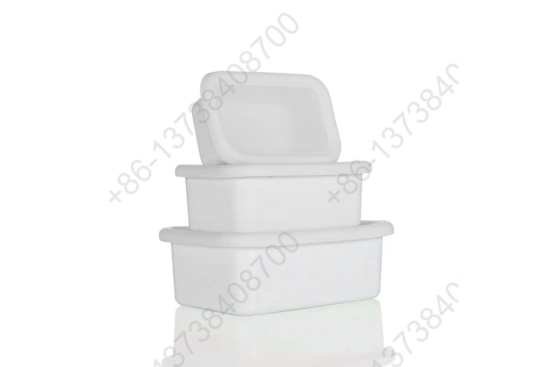 0.43L/0.9L/1.5L Enamel Storage Bowl Enamel Food Container Box with Lid Rectangular Shape