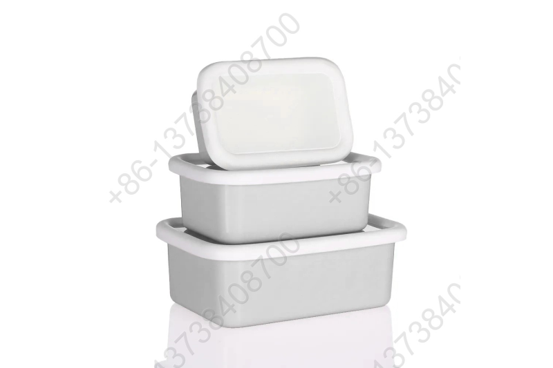 0.43L/0.9L/1.5L Enamel Storage Bowl Enamel Food Container Box with Lid Rectangular Shape