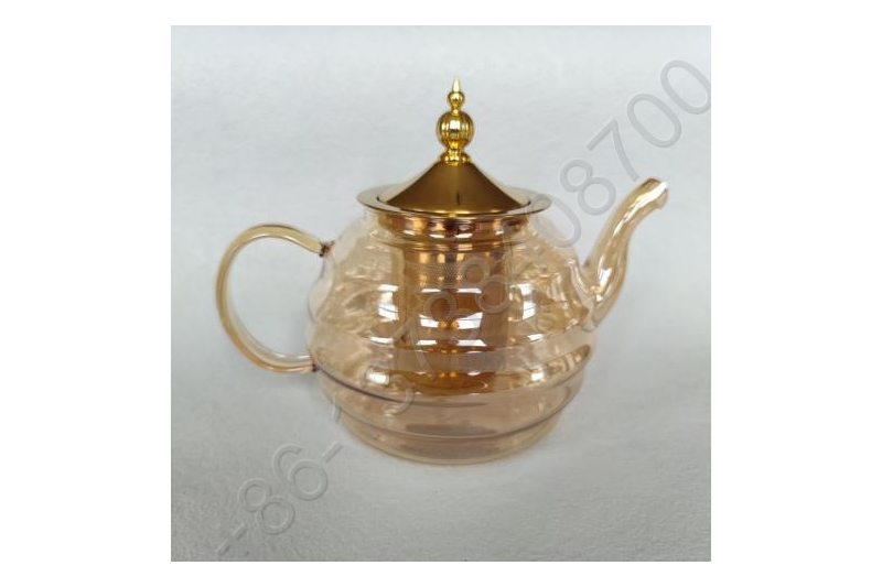 0.8L/1.0L/1.2L Luxury High Quality Tea Pot Gold Stainless Steel Filter And Lid Glass Handle Heat Resistant Glass Teapot