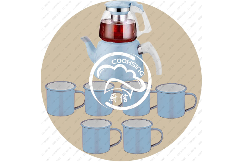 BK-607NGM 1*0.9L/2.0L Kettle Set+6*8cm Enamel Mug