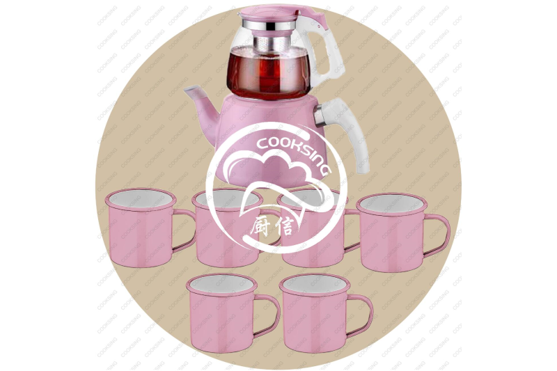 BK-607NGM 1*0.9L/2.0L Kettle Set+6*8cm Enamel Mug