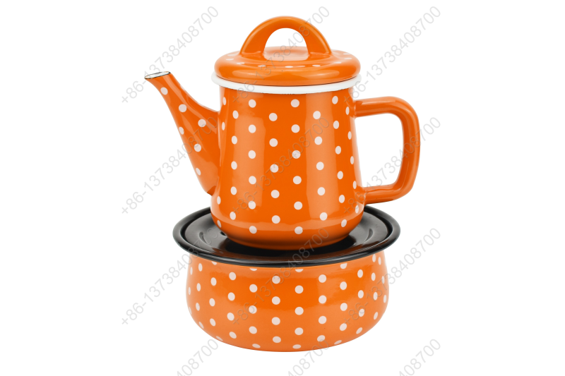 0.6L Colorful Arabic Enamel Teapot Kettle With Heated Bowl Set