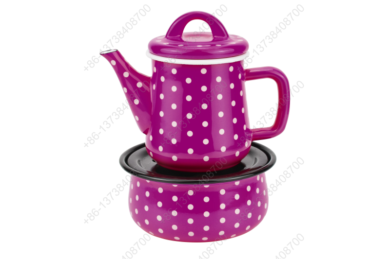 0.6L Colorful Arabic Enamel Teapot Kettle With Heated Bowl Set