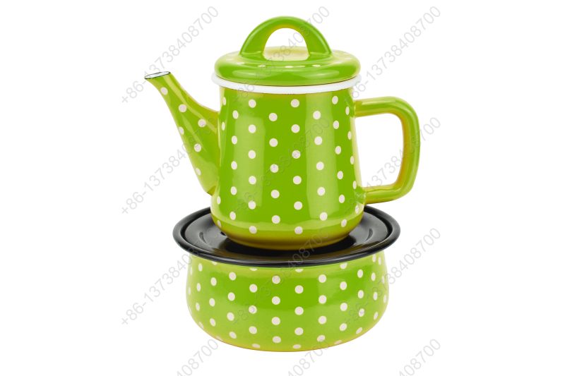 0.6L Colorful Arabic Enamel Teapot Kettle With Heated Bowl Set