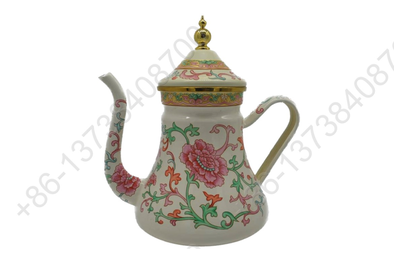 Luxury Mid-East Market Arabic Enamel Tea Pot With Golden Knob