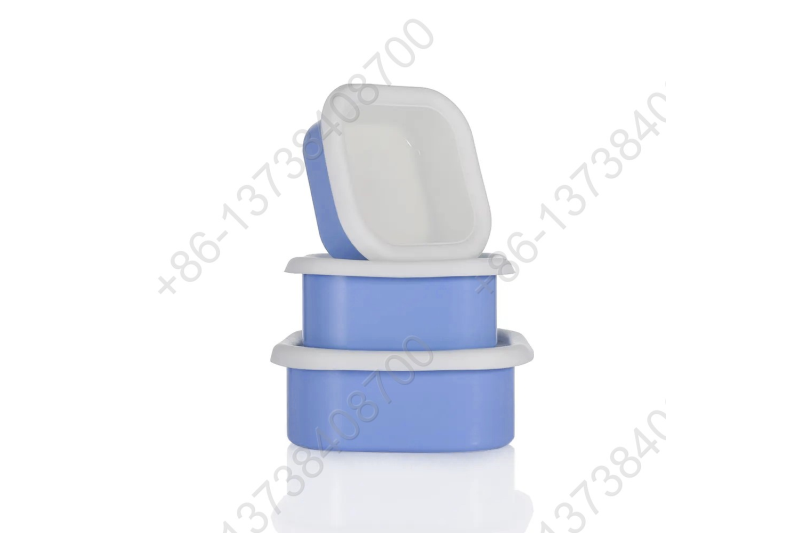 0.36L/0.65L/0.93L Enamel Storage Bowl Enamel Food Container Box with Lid Square Shape