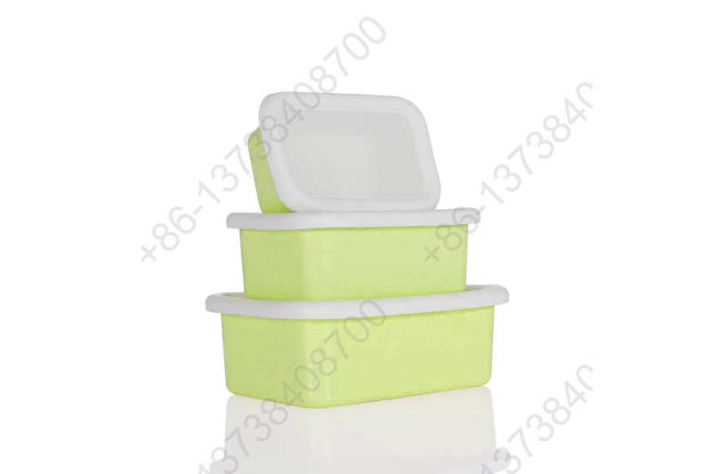 0.43L/0.9L/1.5L Enamel Storage Bowl Enamel Food Container Box with Lid Rectangular Shape