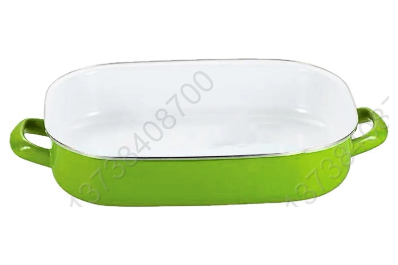 Colorful Enamel Coated Bakeware Enamel Baking Pan With Metal Handles