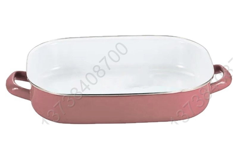 Colorful Enamel Coated Bakeware Enamel Baking Pan With Metal Handles