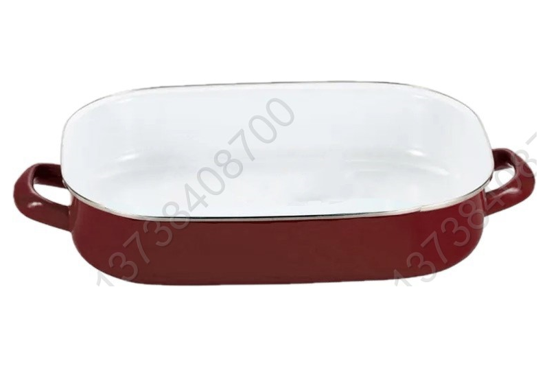 Colorful Enamel Coated Bakeware Enamel Baking Pan With Metal Handles