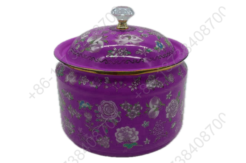 2.6L Luxury Arabic Colorful Enamel Candy Jar Candy Can With Decals And Golden Rim And Crystal Knob