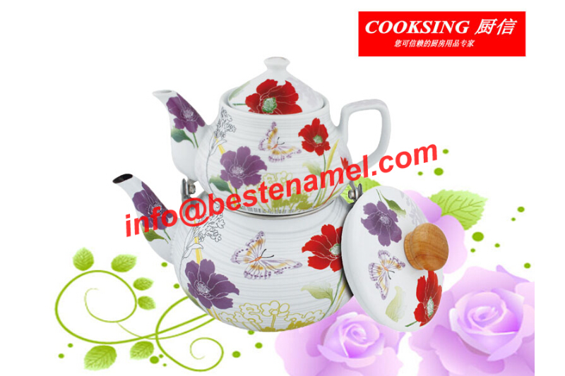 BK-807F Porcelain Enamel Teapot｜Teapot Kettle Set｜Porcelain Enamel Kettle｜Teapot Kettle Set｜Enamel Kettle Set｜Enamel Kettle