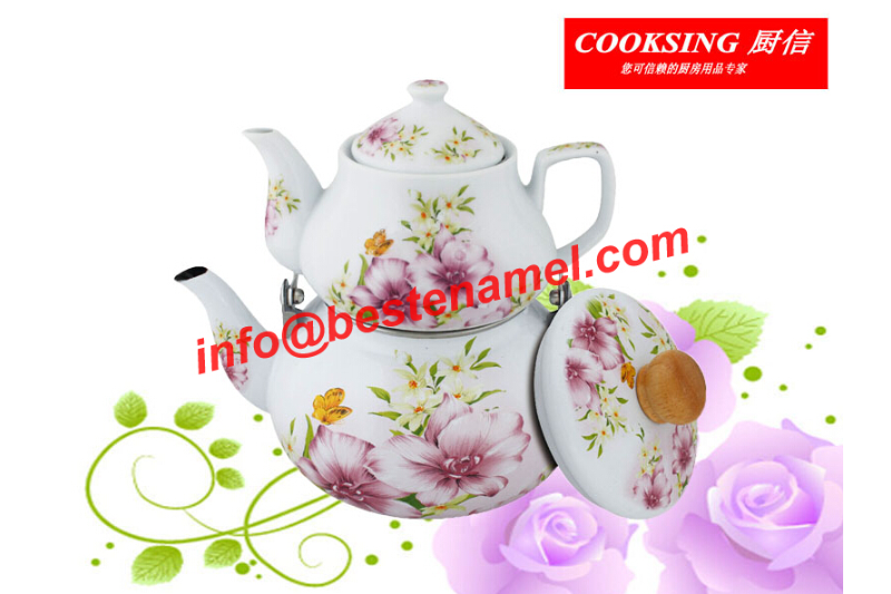 BK-807F Porcelain Enamel Teapot｜Teapot Kettle Set｜Porcelain Enamel Kettle｜Teapot Kettle Set｜Enamel Kettle Set｜Enamel Kettle