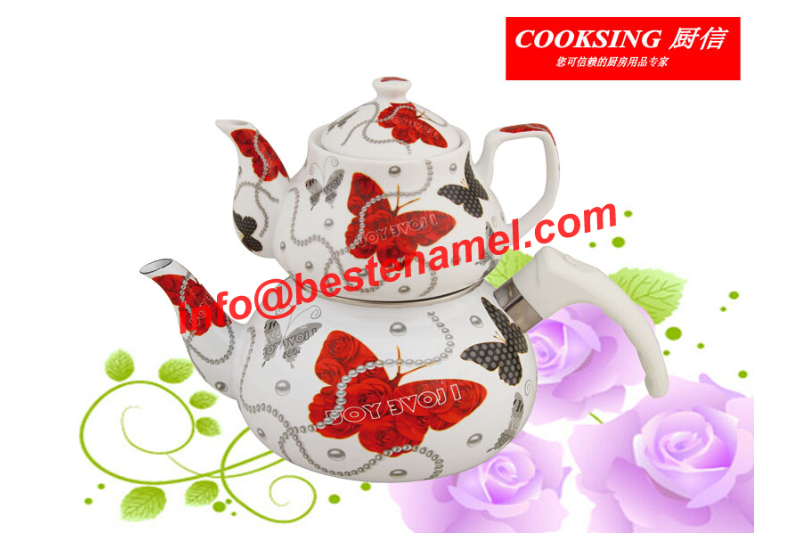 BK-707 Porcelain Enamel Teapot｜Teapot Kettle Set｜Porcelain Enamel Kettle｜Teapot Kettle Set｜Enamel Kettle Set｜Enamel Kettle