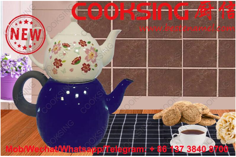 BK-3207DE Porcelain Teapot+Enamel Kettle