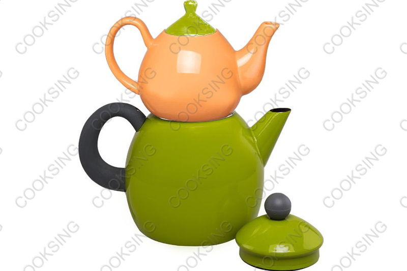 BK-3207D 1.0L Colorful Porcelain Teapot +3.2L Colorful Enamel Kettle With Black Bakelite Handles