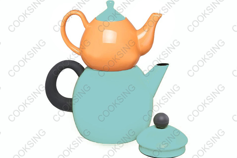 BK-3207D 1.0L Colorful Porcelain Teapot +3.2L Colorful Enamel Kettle With Black Bakelite Handles