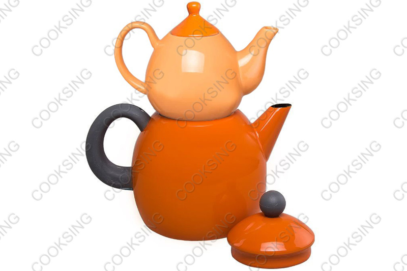 BK-3207D 1.0L Colorful Porcelain Teapot +3.2L Colorful Enamel Kettle With Black Bakelite Handles