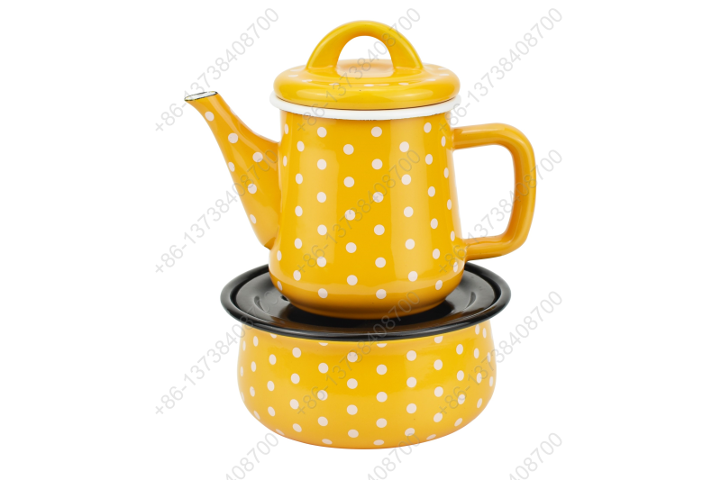 0.6L Colorful Arabic Enamel Teapot Kettle With Heated Bowl Set