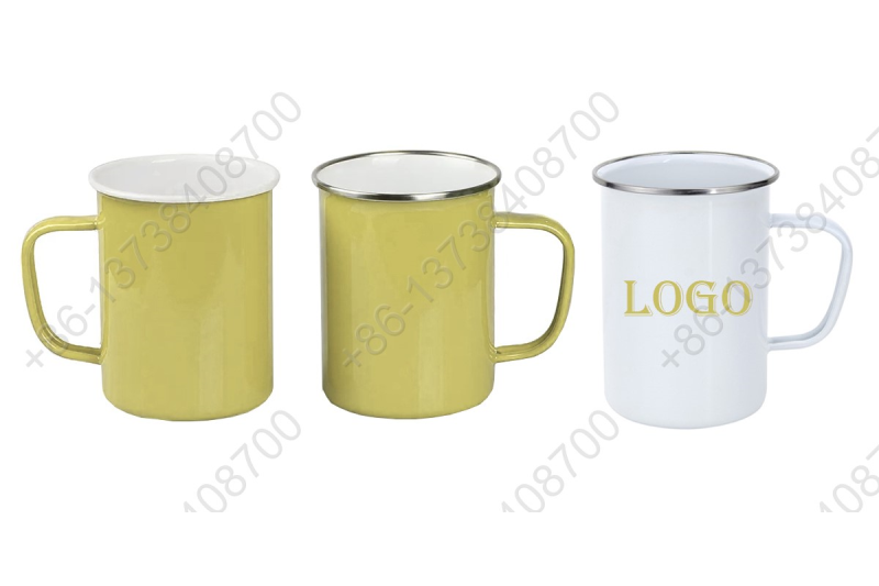 Enamel High Mug Enamel High Cup Camping Mugs With Different Colors Customized Brand Logo