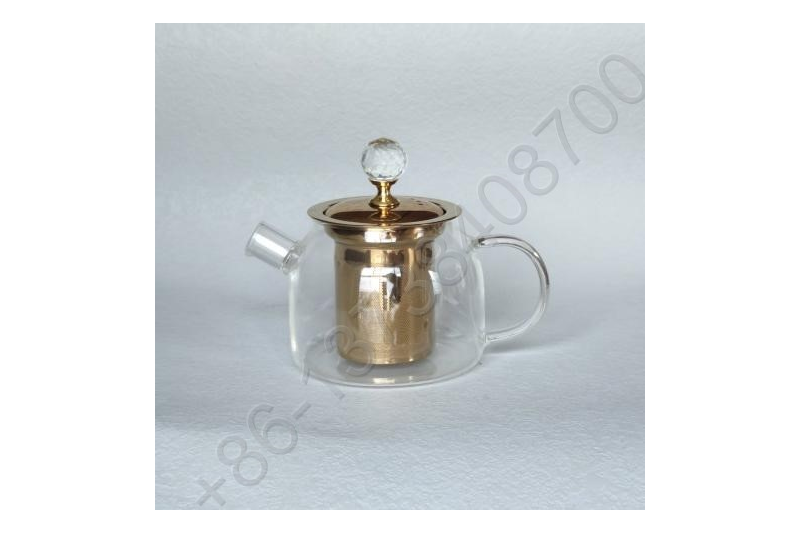 0.6L/0.8L/1.0L Luxury High Quality Tea Pot Gold Stainless Steel Filter And Lid Glass Handle Heat Resistant Glass Teapot