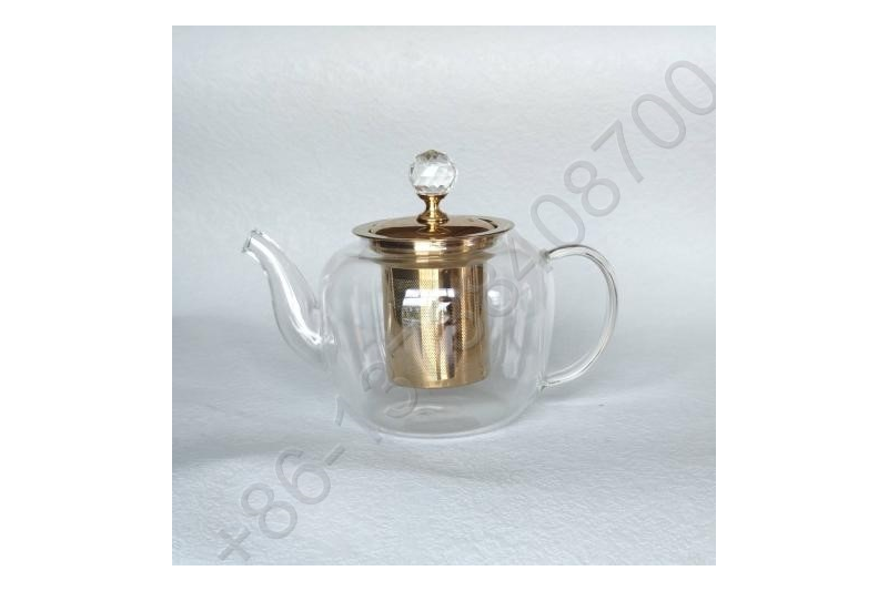 0.8L/1.0L/1.2L Luxury High Quality Tea Pot Gold Stainless Steel Filter And Lid Glass Handle Heat Resistant Glass Teapot