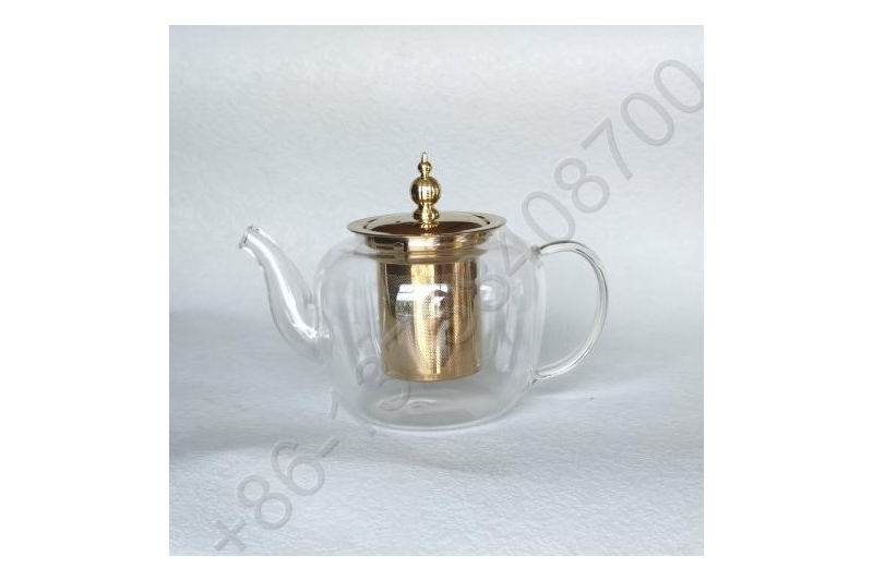 0.8L/1.0L/1.2L Luxury High Quality Tea Pot Gold Stainless Steel Filter And Lid Glass Handle Heat Resistant Glass Teapot