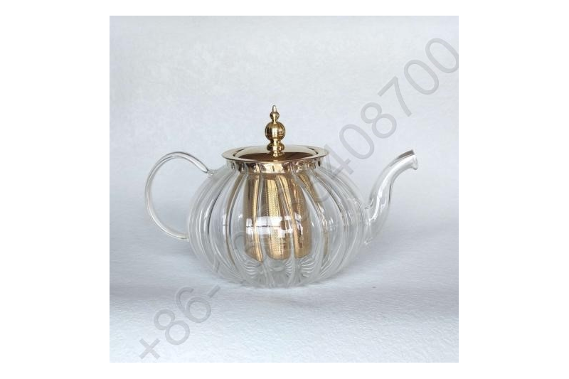 0.6/0.8/1.0/1.2/1.5L Luxury High Quality Tea Pot Gold Stainless Steel Filter And Lid Glass Handle Heat Resistant Glass Teapot