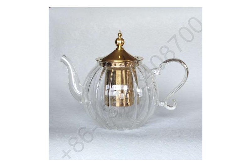 0.8L/1.0L/1.2L Luxury High Quality Tea Pot Gold Stainless Steel Filter And Lid Glass Handle Heat Resistant Glass Teapot