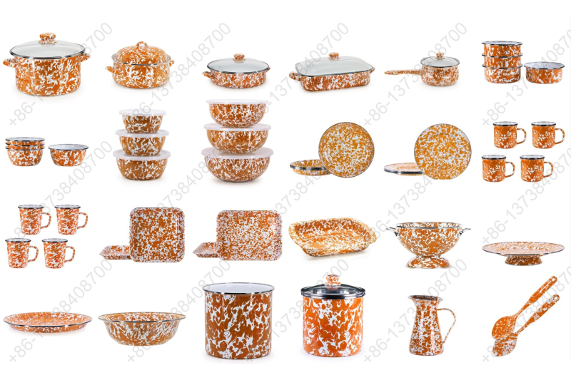 Enamel Pot Casserole Milk Pot Bowl Plate Mug Cup Fruit Bowl Round Tray Square Tray Candy Tray Basin Teapot Kettle Spoon