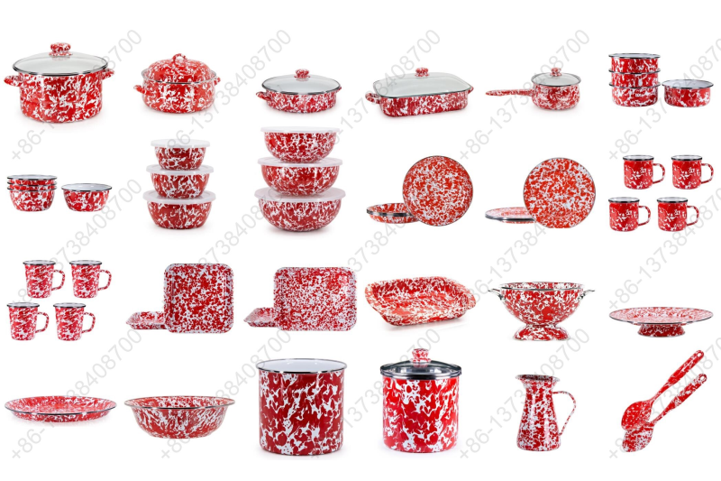 Enamel Pot Casserole Milk Pot Bowl Plate Mug Cup Fruit Bowl Round Tray Square Tray Candy Tray Basin Teapot Kettle Spoon