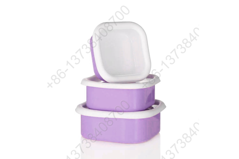 0.36L/0.65L/0.93L Enamel Storage Bowl Enamel Food Container Box with Lid Square Shape