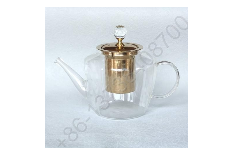 1.0L/1.2L/1.5L Luxury High Quality Tea Pot Gold Stainless Steel Filter And Lid Glass Handle Heat Resistant Glass Teapot