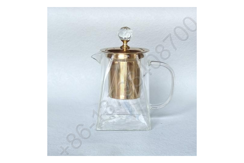 0.35L/0.55L/0.75L/0.95L Luxury High Quality Tea Pot Gold Stainless Steel Filter And Lid Glass Handle Heat Resistant Glass Teapot